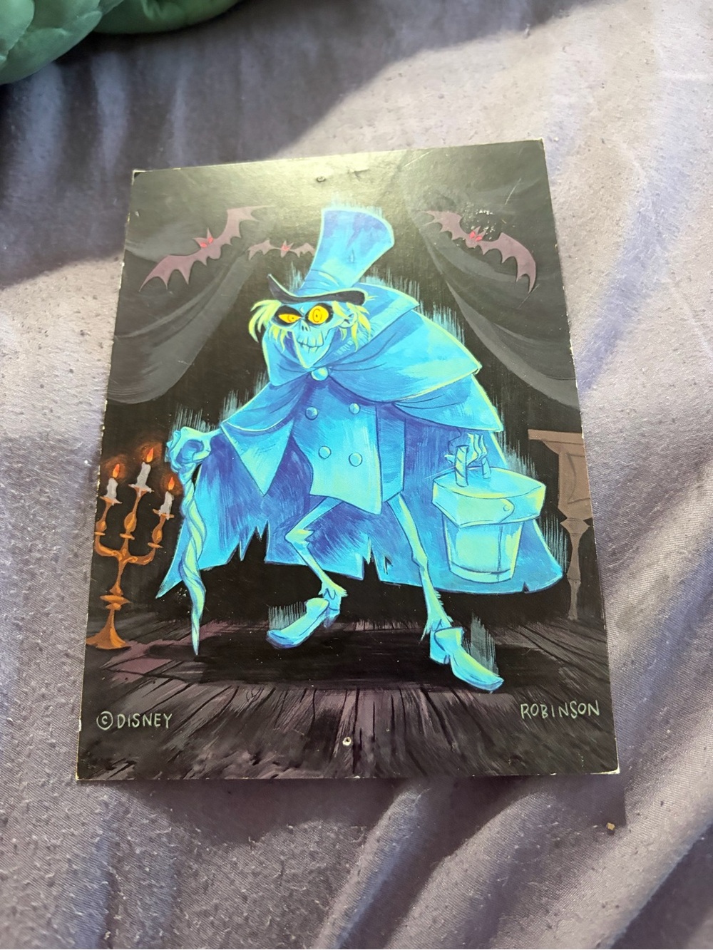 Disney Parks Haunted Mansion Hatbox Ghost Montage 5x7in Postcard Bill Robinson